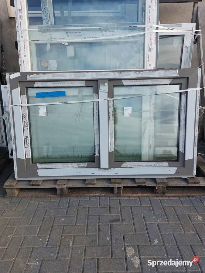 Nowe okno biel popiel szary 182x106 3 szyby Biała