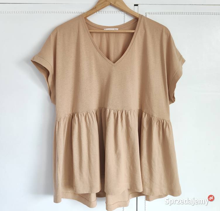 Karmelowa Mango koszulka babydoll vneck XL Mango