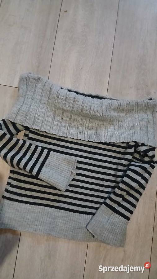 Sweter w paski odsłonięte ramiona z szerokim Kraków