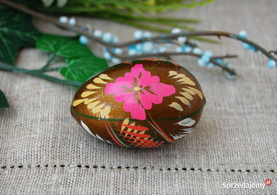 Stara pisanka drewniana malowana Ukraina 6 Lublin