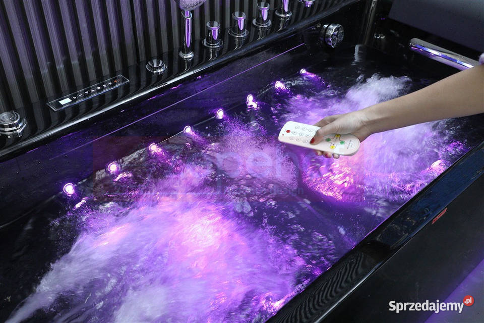 Czarna wanna z hydromasażem EBX185 prostokątna Grabówka