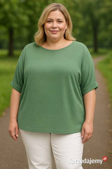 Bluzka damska z kryształkami Duże rozmiary Bluzki i koszule Pątnów