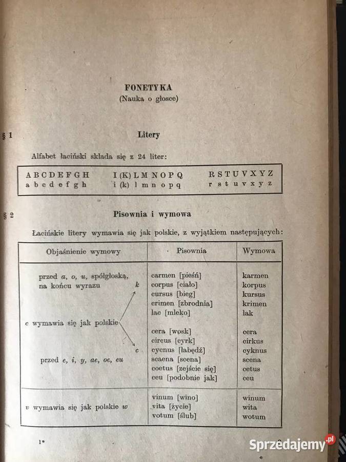 Krótka gramatyka języka łacińskiego 1961 lubuskie Zbąszynek sprzedam