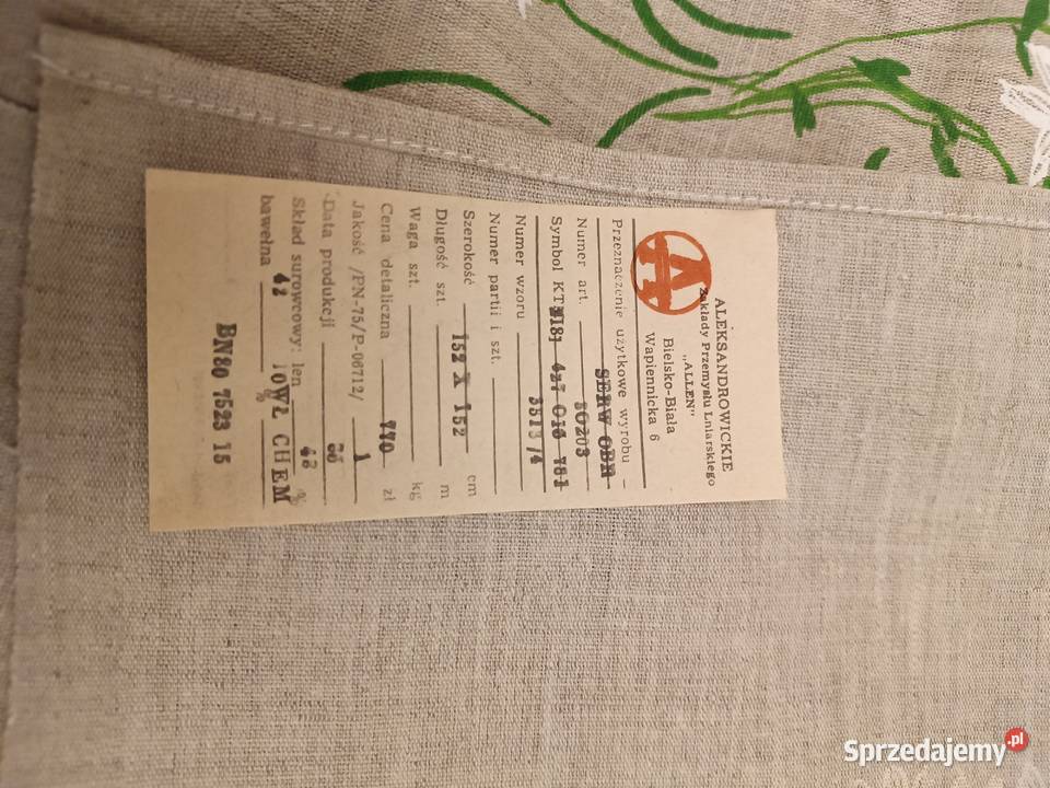 Ładny obrus lniany Łąki Kozielskie