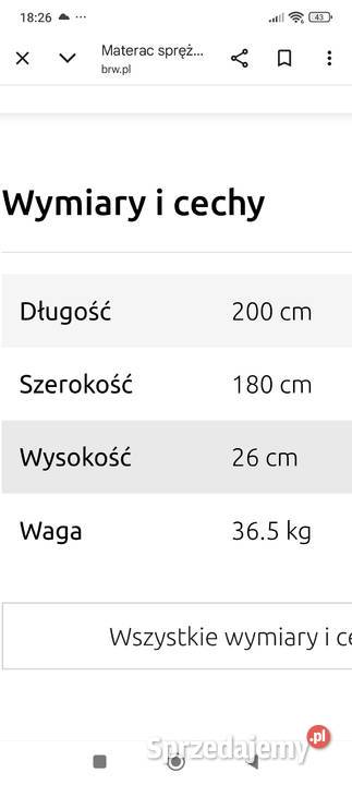 Sprzedam materac nowy 180x200 Gowarczów