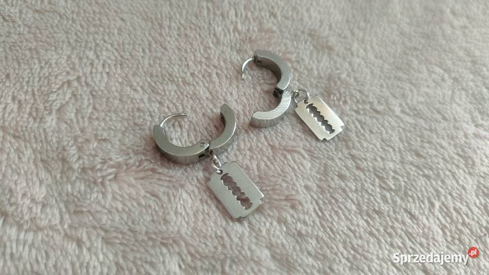 Kolczyki żyletki z żyletkami żyletka stal Kolczyki śląskie sprzedam