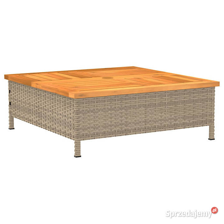 Stolik ogrodowy beżowy 70x70x25 rattan i drewno sprzedam