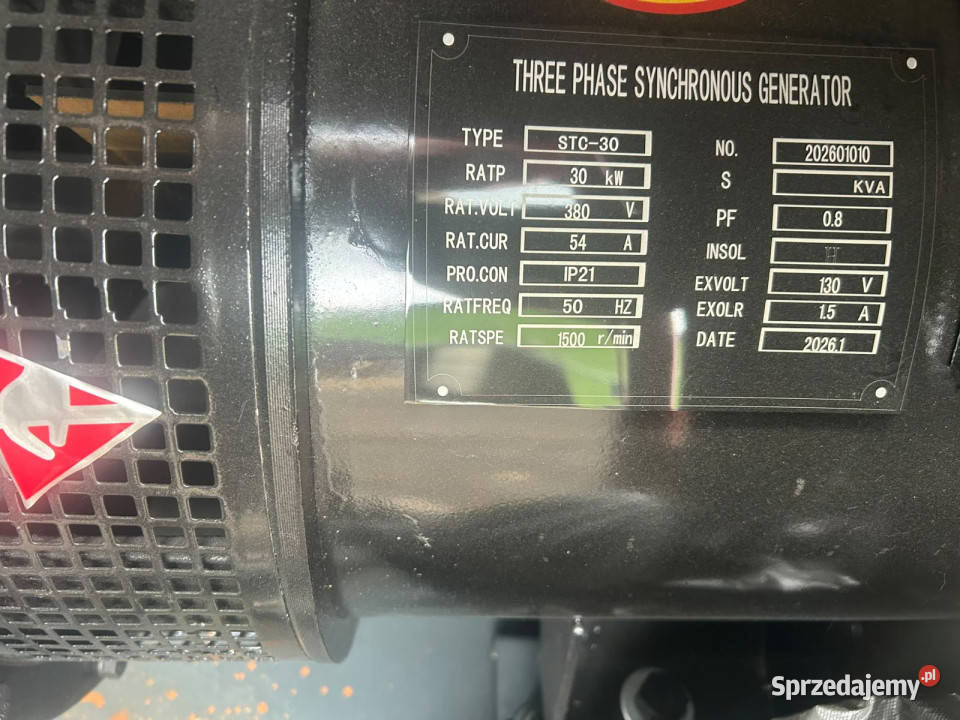 Agregat prądotwórczy spalinowy 30 kW 37 kVA pełny VAT Włosty