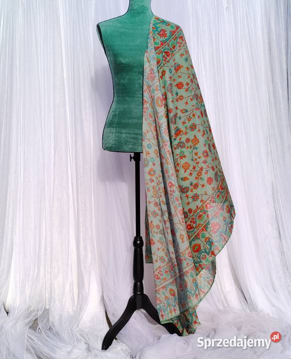 Duża chusta indyjska dupatta szal bawełna zachodniopomorskie