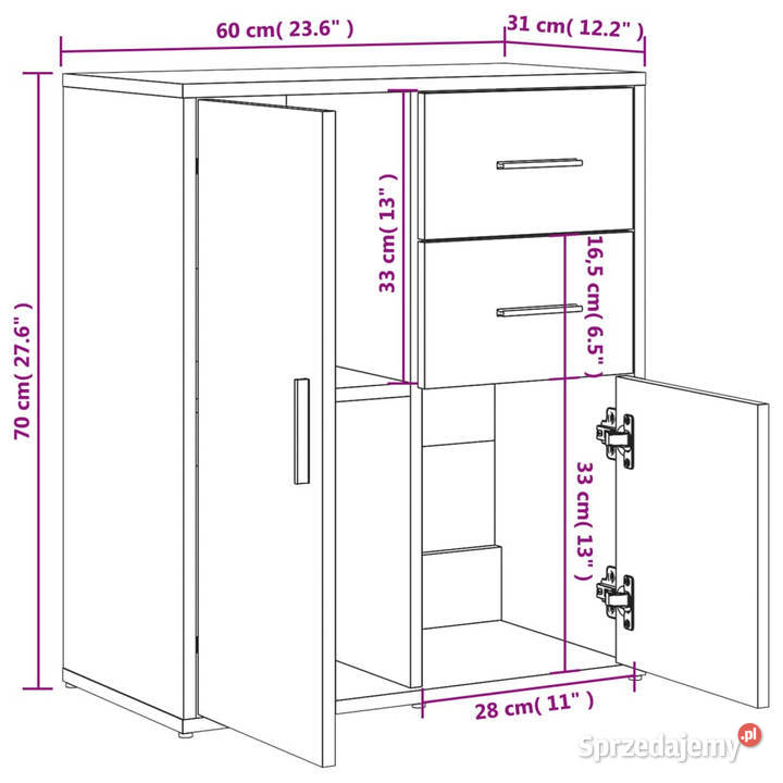 Szafka biała 60x31x70 materiał drewnopochodny Pozostałe