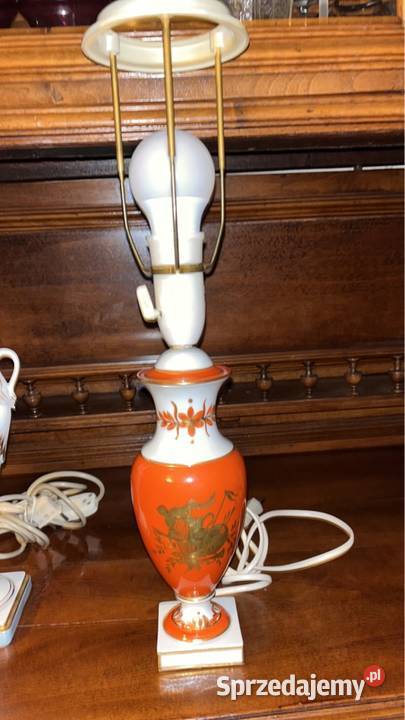 Lampa z łabędziami Syg Kaiser Błękitna złocona z Gdańsk