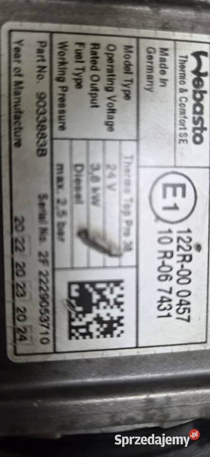 Webasto Ogrzewanie Postojowe Thermo Top Pro 38 Ogrzewanie postojowe Magnuszewice