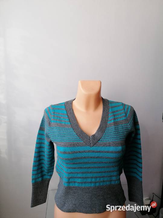 DAMSKI KRÓTKI SWETER W PASY MODENA RUNIWERSALNY Łódź