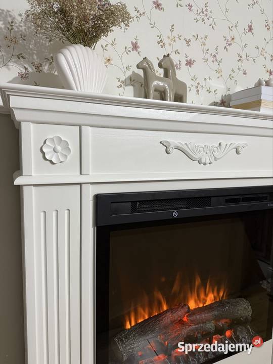 Kominek Vintage Love drewniany rękodzieło wkład Warszawa