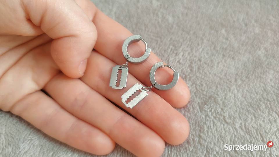 Kolczyki żyletki z żyletkami żyletka stal Kolczyki Tarnowskie Góry