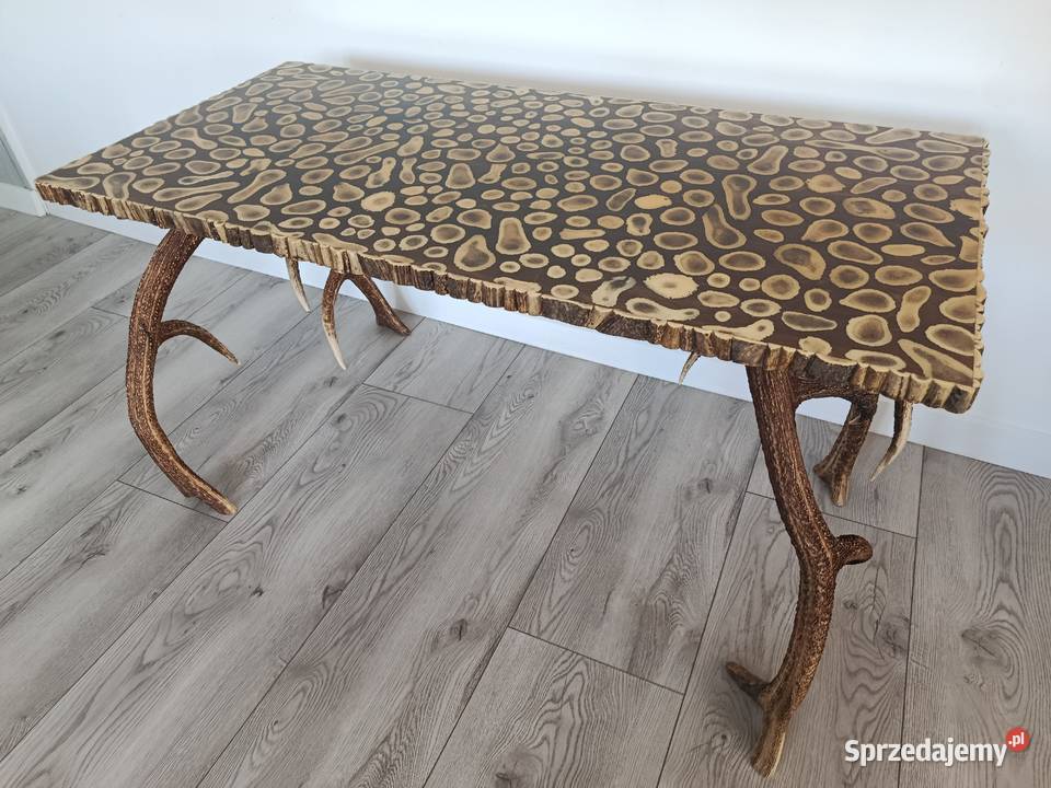 Duży Stół Myśliwski z Poroża Jelenia Brodnica