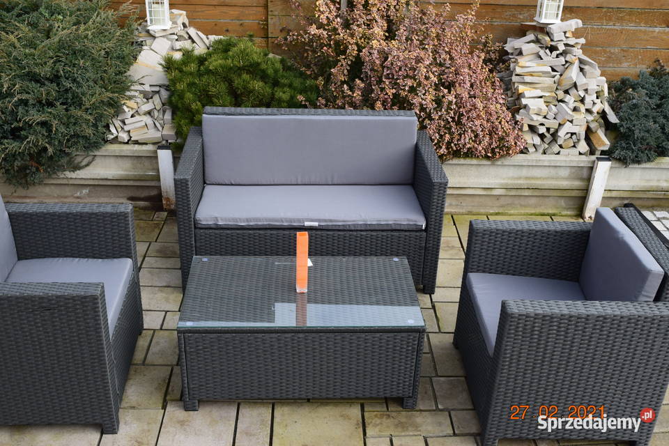 Zestaw kawowy technorattan szary sofa 2osobx2 Bosutów