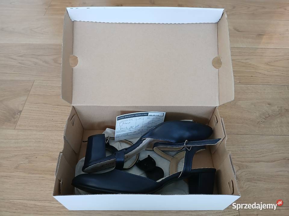 Buty damskie 40 nowe otwarta pięta skóra granat Czółenka Kraków sprzedam