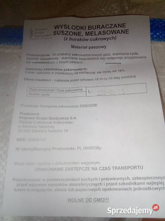 Wysłodki suche brykietowane Źrebce