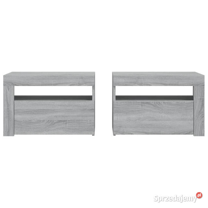 Szafki nocne z LED 2 szary dąb sonoma 60x35x40 Meble Warszawa