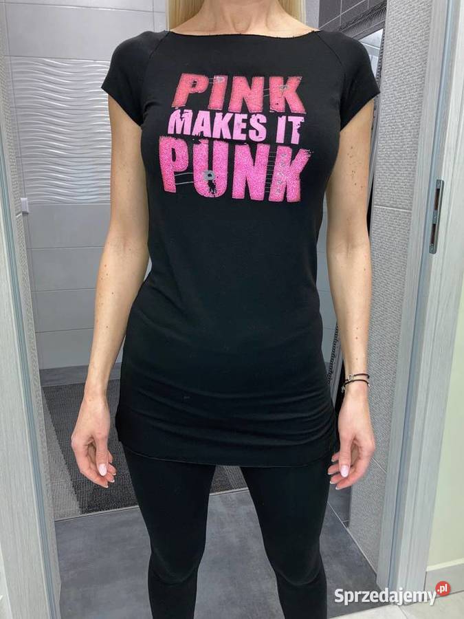 Świetna czarna włoska bluzka Davvero Pink makes różowy Nisko