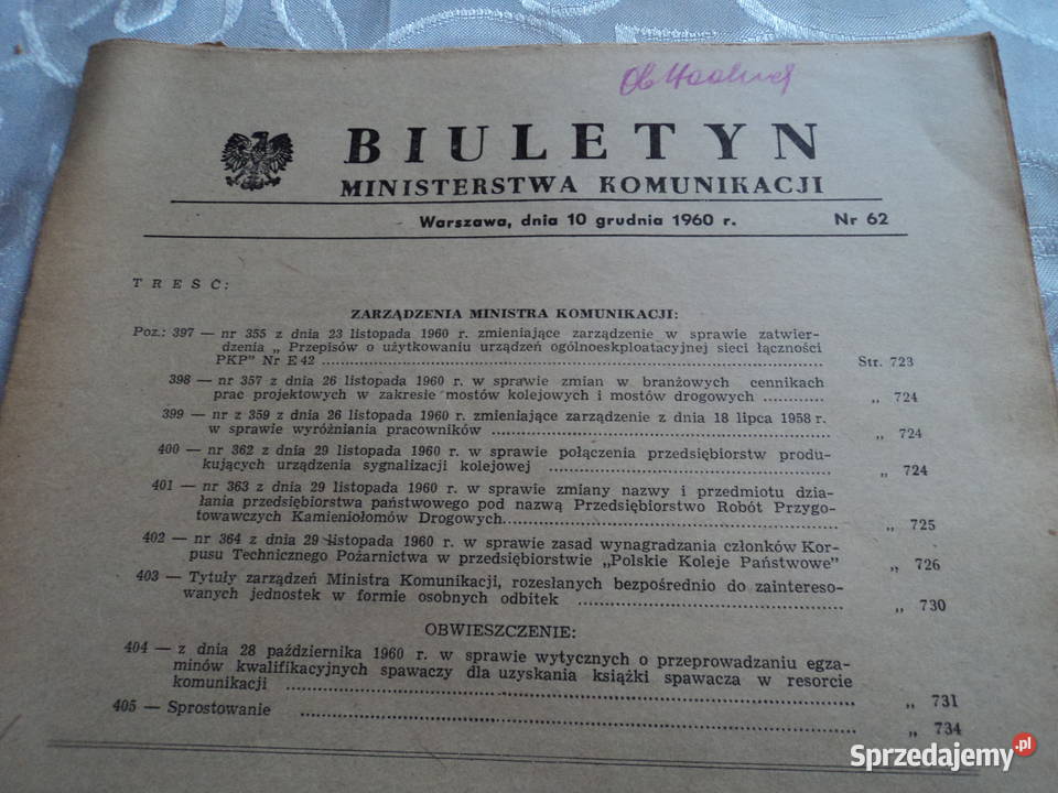 Biuletyn ministerstwa komunikacji 10 grudnia Nowy Sącz