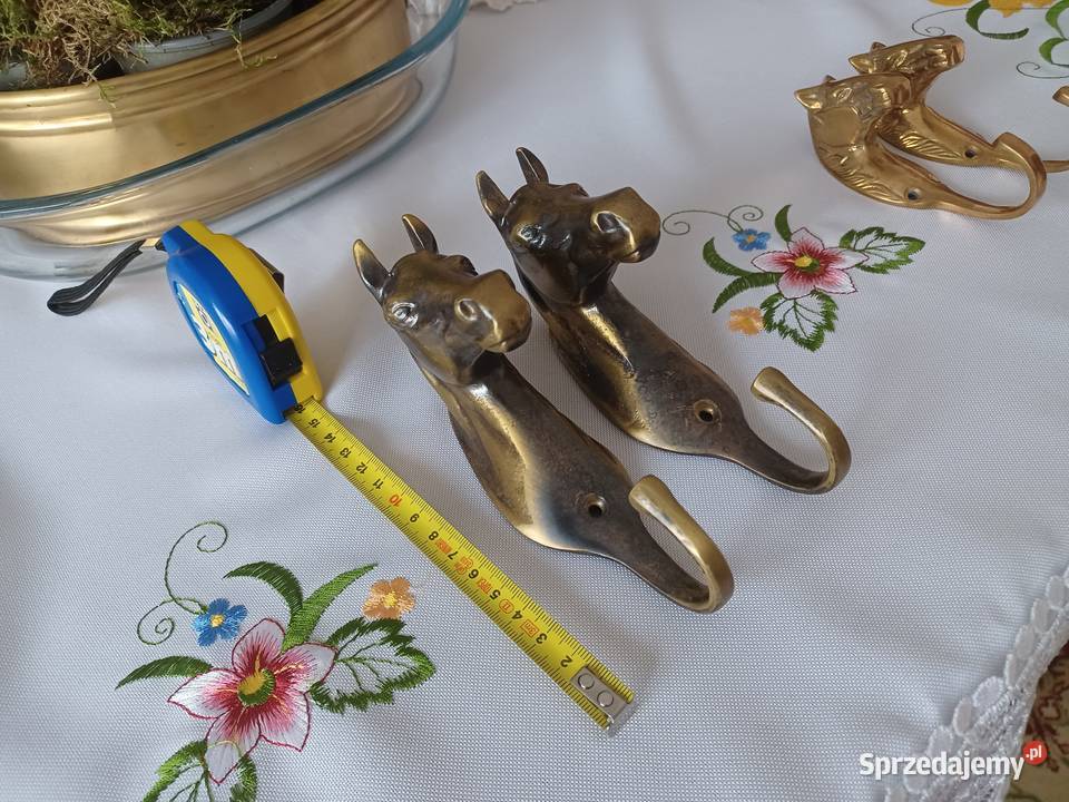 Głowa konia Mosiężny masywny wieszak Kolekcja Poznań