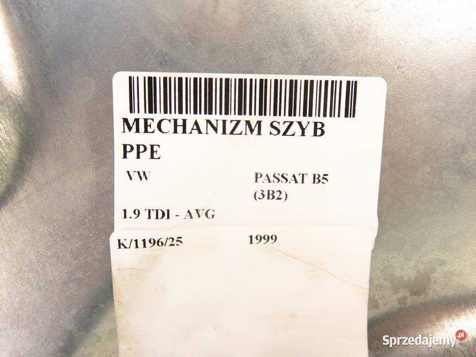 PODNOŚNIK SZYBY PRAWY PRZEDNI VW PASSAT B5 Mechanizmy opuszczania szyb sprzedam