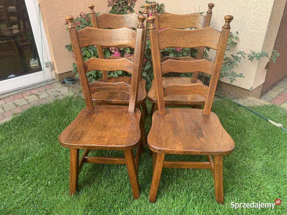 ŁADNE MASYWNE DĘBOWE KRZESŁA MEBLE HOLENDERSKIE Ślesin sprzedam