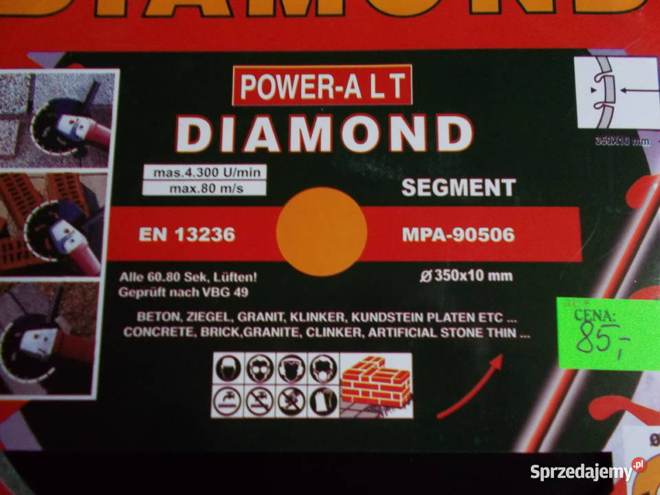 Tarcza diamentowa do cięcia betonu kostki 350 mm Głogowa