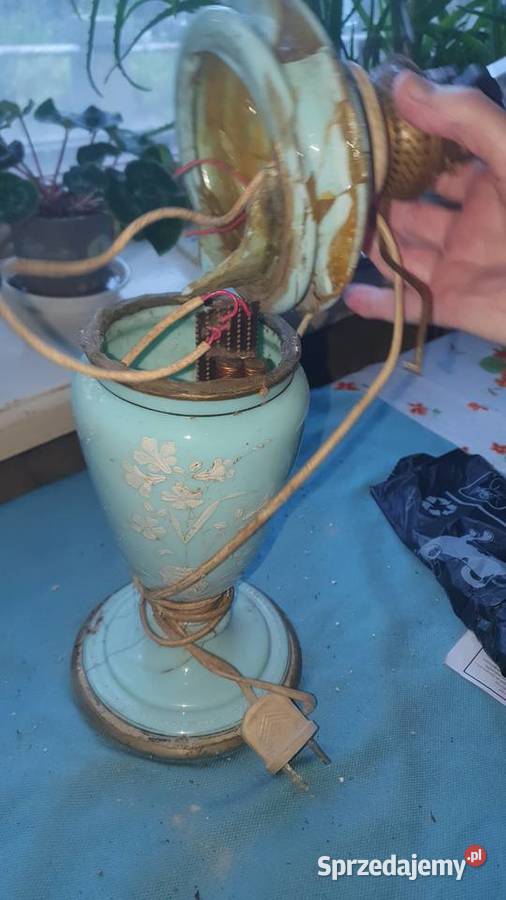 Lampa duża porcelanowa elektryczna art Deco mazowieckie