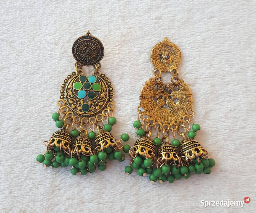 Nowe kolczyki indyjskie jhumki złoty kolor Szczecin