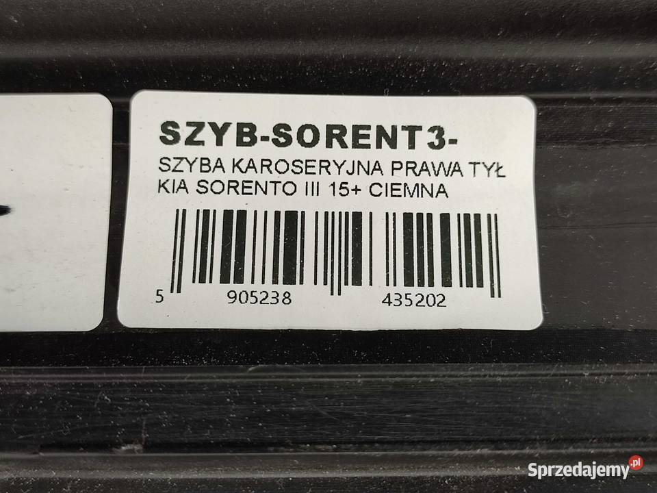 SZYBA KAROSERYJNA CIEMNA PRAWY TYŁ KIA SORENTO