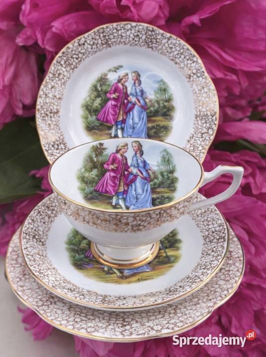 Angielska porcelana kostna ze scenkami Pabianice