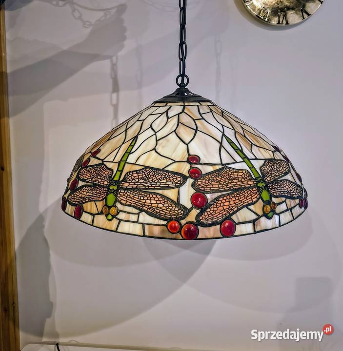 Tiffany lampa witrażowa wisząca ważki Zaręba