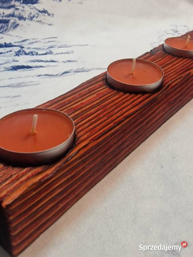 Świecznik Shou Sugi Ban drewno świerkowe Sępopol