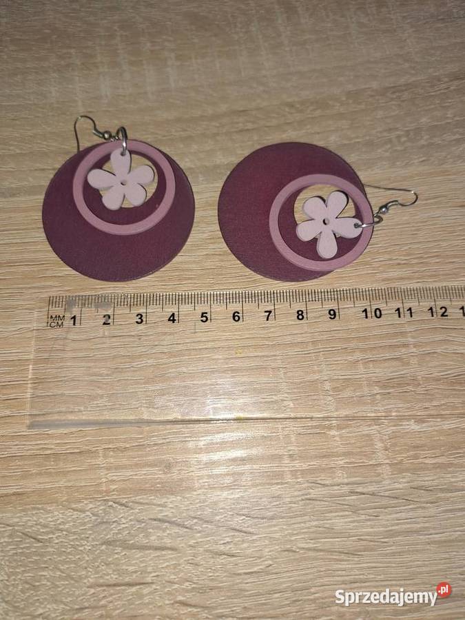 Kolczyki fioletowe z kwiatuszkiem Wrocław