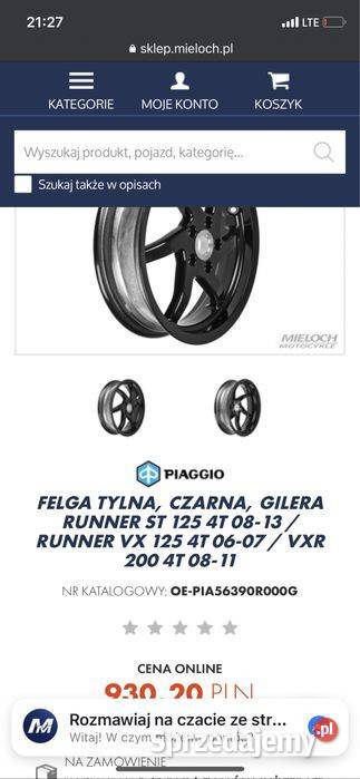 FELGA TYLNA Czarna Gilera runner ST VX VXR 125 Poznań