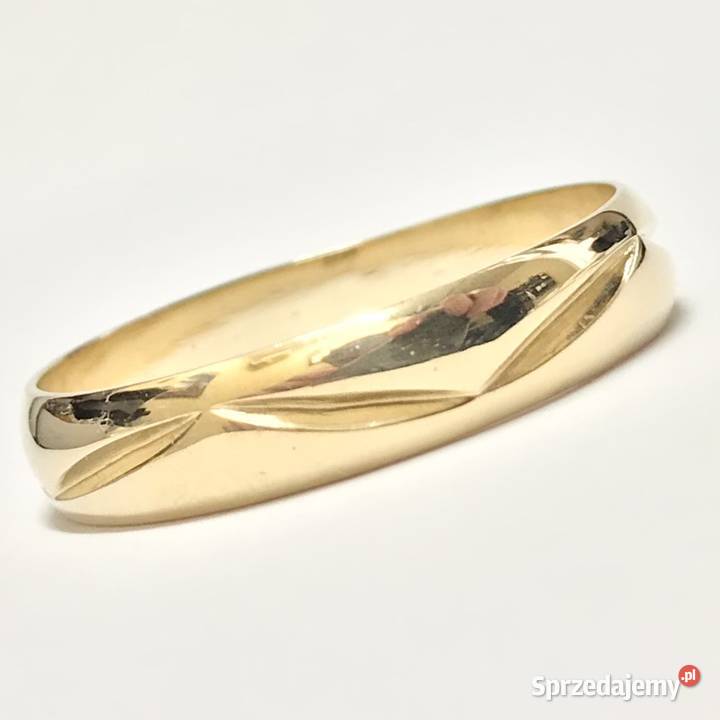 OBRĄCZKA męska z żółtego złota 585 14K ZDOBIONA Warszawa