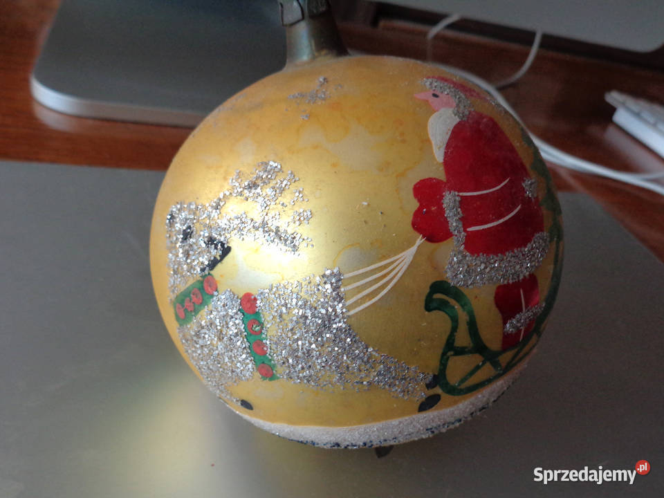 3 stare bombki z mikołajem lata 70te Brzeg