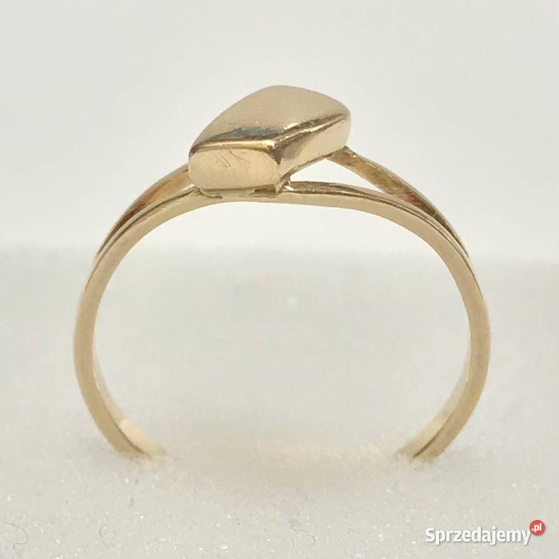 Złoty PIERŚCIONEK 14K damski SYGNET płaski TOP złote