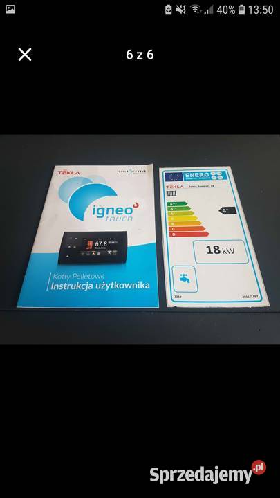 Piec na pellet tekla komfort 18kw Bobowo