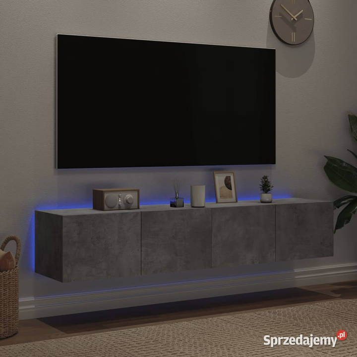Ścienne szafki TV z LED 2 szarość betonu Warszawa