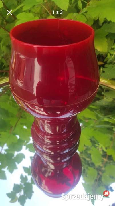 Lausitzer rubinowy wazon PRL Pabianice