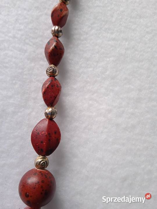 BURGUNDOWY NASZYJNIK PRZETYKANY RÓŻYCZKAMI Zegarki i Biżuteria Piła