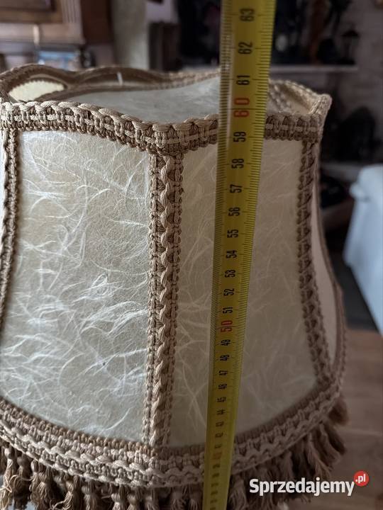 przepiękna mosiężna lampa lampka skórzany abażur Bystrzyca Kłodzka