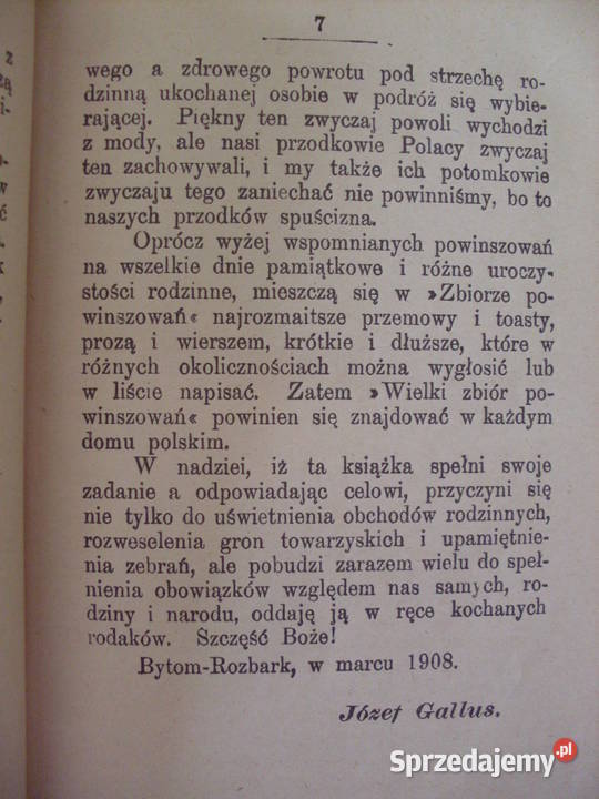 WIELKI ZBIÓR POWINSZOWAŃ GALLUS wyd1908 Poznań sprzedam