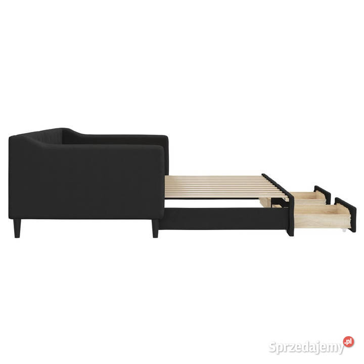 Sofa rozsuwana z szufladami czarna tkanina mazowieckie Warszawa