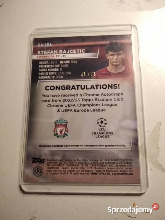 topps Stefan Bajcetic RC75 autograf dolnośląskie Brzeg Dolny sprzedam