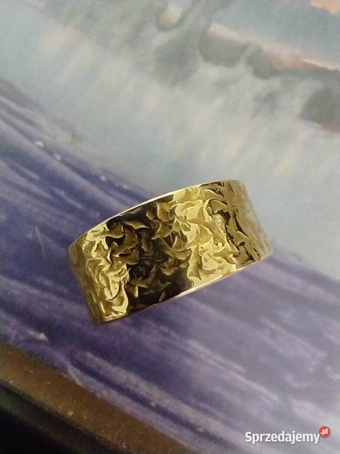 Obrączka czysty mosiądz złota metaloplastyka Łódź
